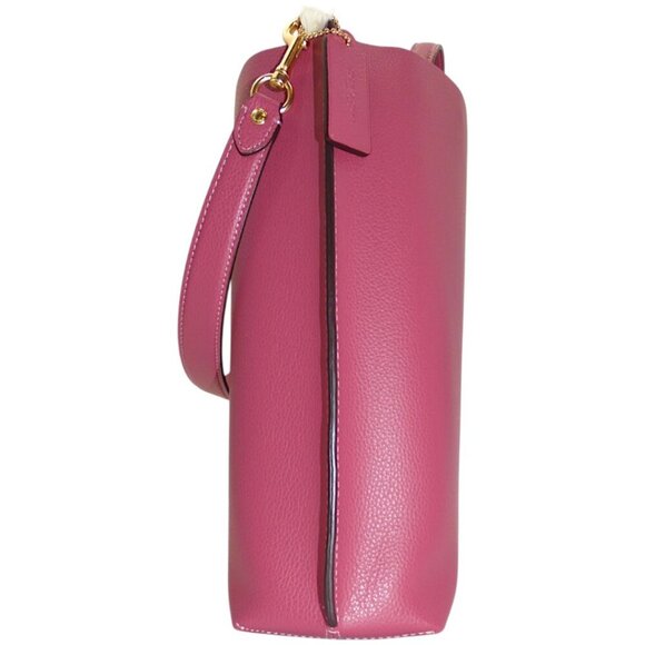 NWT Coach Mollie Bucket Bag Rouge Pink Leather Quiet Luxury Convertible Tote - Picture 4 of 14